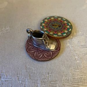 Gorgeous antique sterling silver baby bootie charm